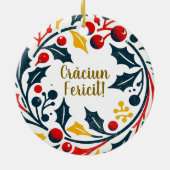 Kerstdrieluikkrans voor de eerste kerst van de bab keramisch ornament (Achterkant)