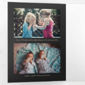 kerstdrievoudig Foto Red Black Joy Floral Drieluik Wenskaart (Binnenzijde eerst)