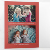 kerstdrievoudig Foto Red Green Joy Floral Drieluik Wenskaart (Binnenzijde eerst)