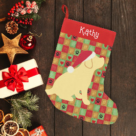 Kerstdrit gele labrador Puppy Kleine Kerstsok