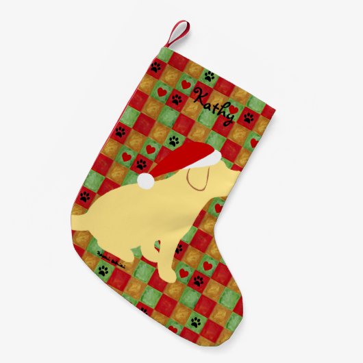 Kerstdrit gele labrador Puppy Kleine Kerstsok (Voorkant (Hangend))