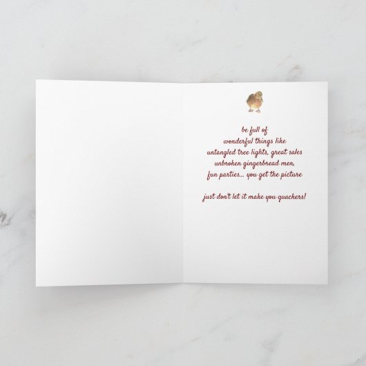 kerstdrive, Quackers, grappige Duck Humor Hol Feestdagen Kaart (Binnen)