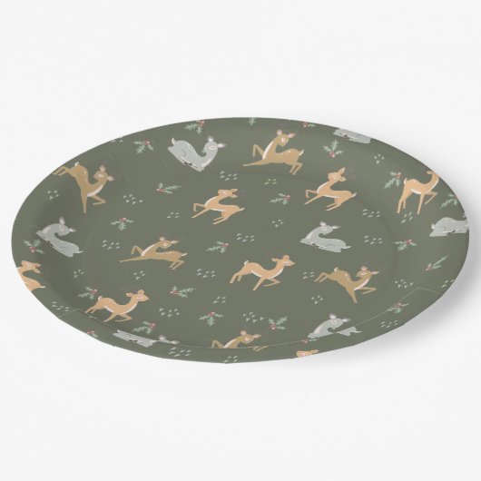 Kerstdroger naadloos patroon papieren bordje (Gekanteld)