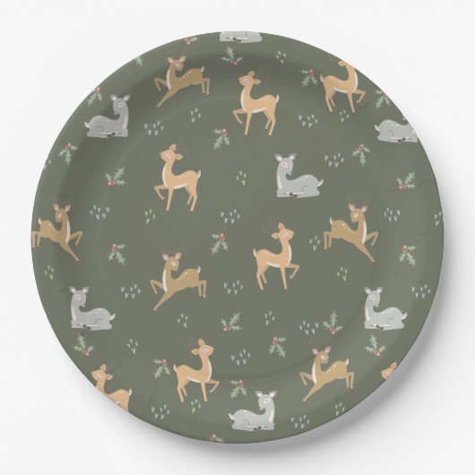 Kerstdroger naadloos patroon papieren bordje (Voorkant)