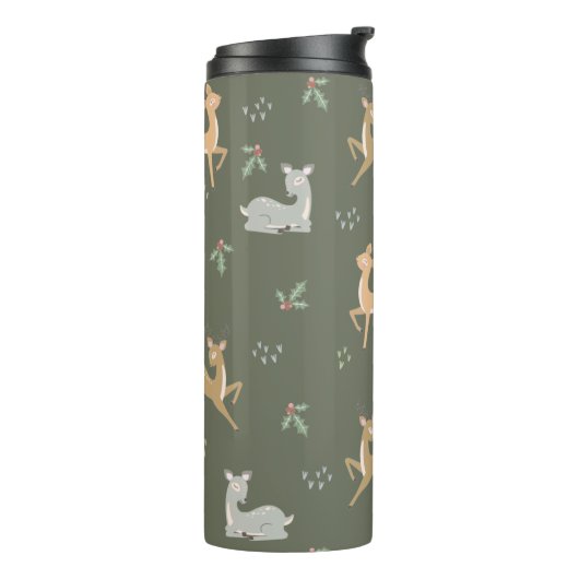 Kerstdroger naadloos patroon thermosbeker (Gedraaid links)