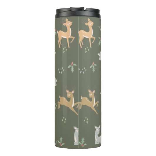 Kerstdroger naadloos patroon thermosbeker (Achterkant)