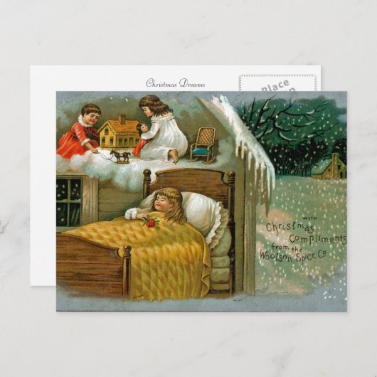 kerstdromen feestdagenkaart (Voorkant / Achterkant)