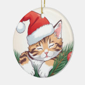 Kerstdromen - Kittens slapen in Santa Hat Keramisch Ornament (Links)