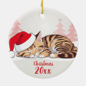 Kerstdromen - Kittens slapen in Santa Hat Keramisch Ornament (Achterkant)