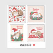 Kerstdromen - Kittens slapen in Santa Hat Sticker (Vel)