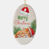 Kerstdromen - Sleeping Kitten in Santa Hat Keramisch Ornament (Rechts)