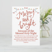 Kerstdroog en Bright-nachtrood script Feestdagenkaart (Staand voorkant)