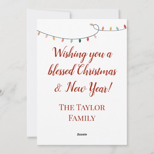 Kerstdroog en Bright-nachtrood script Feestdagenkaart (Achterkant)