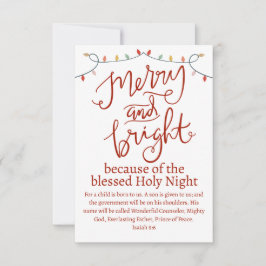 Kerstdroog en Bright-nachtrood script Notitiekaartje