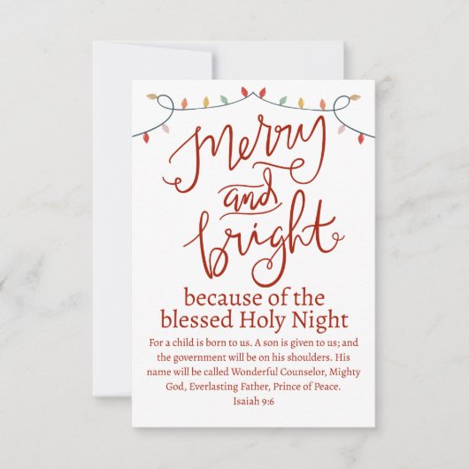 Kerstdroog en Bright-nachtrood script Notitiekaartje (Voorkant)