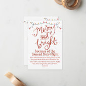 Kerstdroog en Bright-nachtrood script Notitiekaartje (Voorkant / Achterkant in situ)