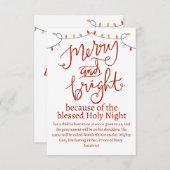 Kerstdroog en Bright-nachtrood script Notitiekaartje (Voorkant / Achterkant)