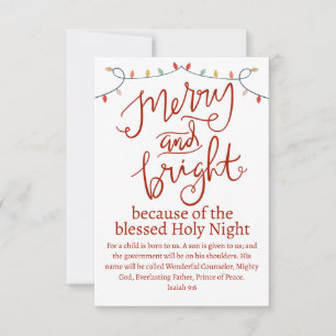 Kerstdroog en Bright-nachtrood script Notitiekaartje