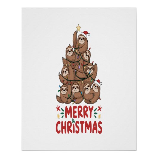Kerstdroom Luiaard Vrolijk Feest Perfect Poster (Voorkant)