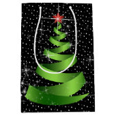 Kerstdroom met glanzend groene lint medium cadeauzakje (Voorkant)