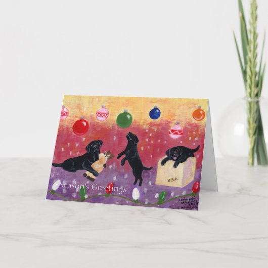 Kerstdroom zwarte labrador feestdagen kaart (Voorkant)