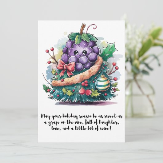 kerstdruif feestdagenkaart (Staand voorkant)