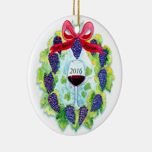 kerstdruiven Wreath Custom Scott Patrick Homes Keramisch Ornament (Rechts)