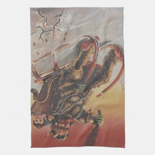 kerstdruk Krampus Theedoek (Verticaal)