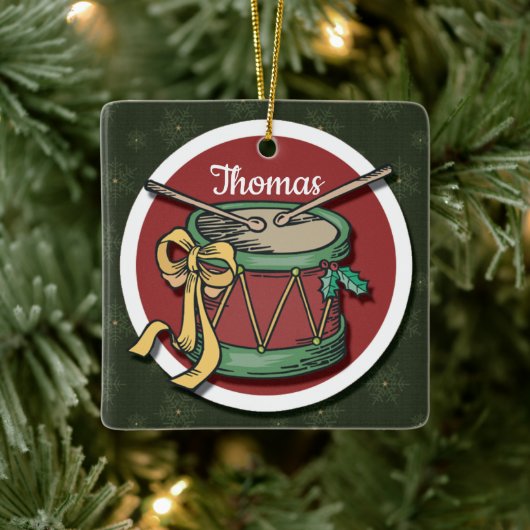 Kerstdrum met Jouw naam Keramisch Ornament (Boom)