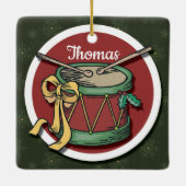 Kerstdrum met Jouw naam Keramisch Ornament (Achterkant)