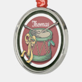 Kerstdrum met Jouw naam Metalen Ornament (Links)