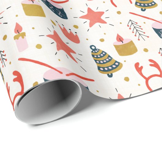 kerstdrummen cadeaupapier (Rol Hoek)