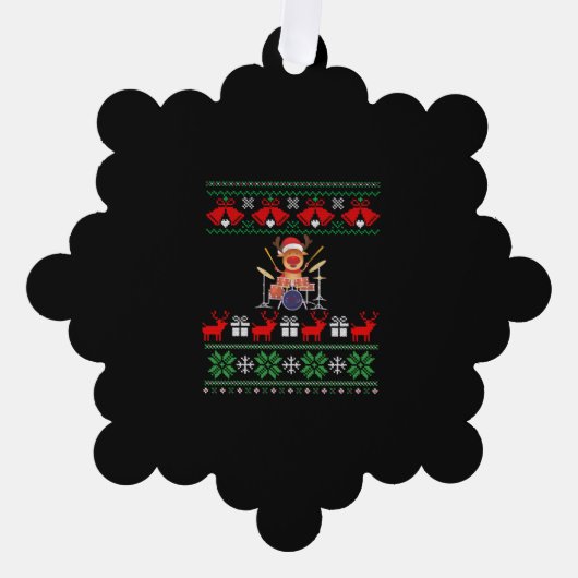 kerstdrummer Reindeer Ornament Kaart (Voorkant)