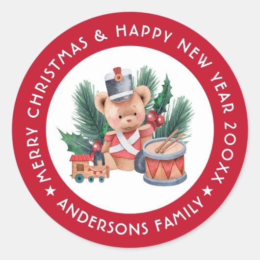 kerstdrumstel ronde sticker (Voorkant)