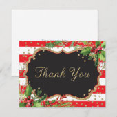 Kerstdruppels Red Black Gold Glitter Confetti Bedankkaart (Voorkant / Achterkant)