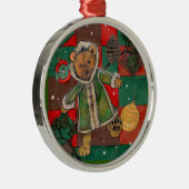 KerstdTeddy~ boomversiering Metalen Ornament (Rechts)
