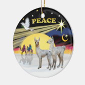 Kerstduif - 2 baby lama's keramisch ornament (Links)