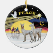Kerstduif - 2 baby lama's keramisch ornament (Achterkant)