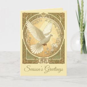 Kerstduif Art Nouveau Esthetisch Ontwerp Feestdagen Kaart