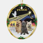 Kerstduif - Drie Cairn Terriërs Keramisch Ornament (Links)