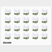 Kerstduif en Holly Ronde Sticker (Vel)