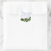 Kerstduif en Holly Ronde Sticker (Tas)