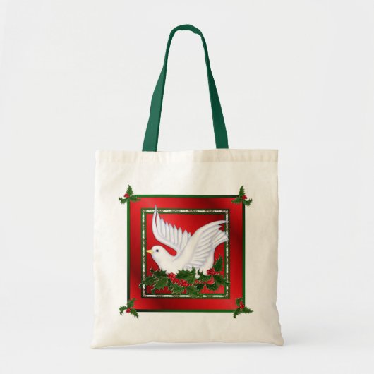 Kerstduif & Holly Tote Bag (Voorkant)