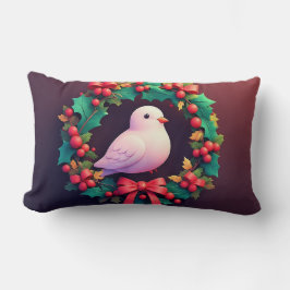 Kerstduif in Festieve Krans Kussen