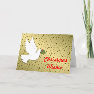 Kerstduif met gouden achtergrond feestdagen kaart