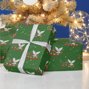 Kerstduif met inspirerende kersttekst cadeaupapier