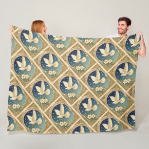 Kerstduif Met Vintage-Decoratiepaneel Fleece Deken