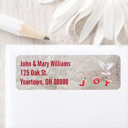 kerstduif met vreugde etiket (Insitu)