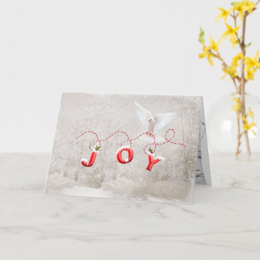 kerstduif met vreugde kaart (Gele Bloem)