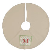 Kerstduif Monogram Initiaal Vredesvreugde Imitatie Linnen Kerstboom Kleed (Voorkant)